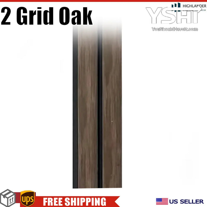 2 Grid Oak Brown Vinyl Cladding Panels 94.5’’ X 4.8’’ Grid Shiplap Wall Paneling - Vwc_S055