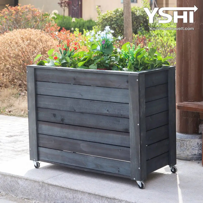 40X32X20 Dark Grey Raised Garden Bed Wood Planter Box