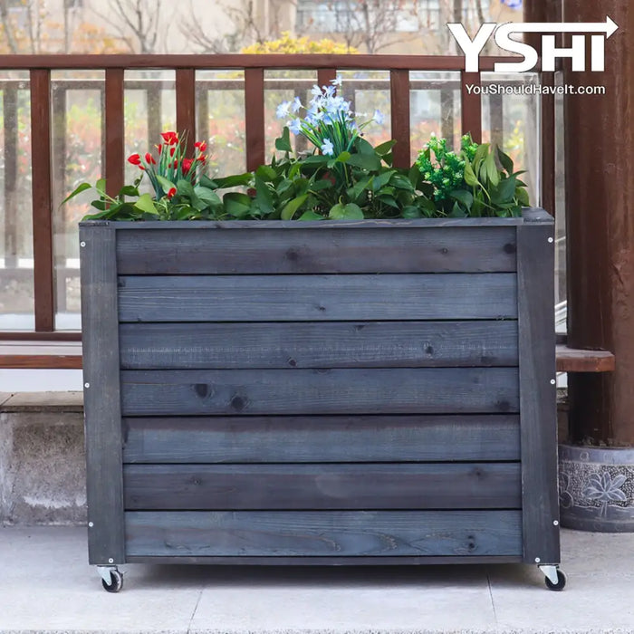 40X32X20 Dark Grey Raised Garden Bed Wood Planter Box