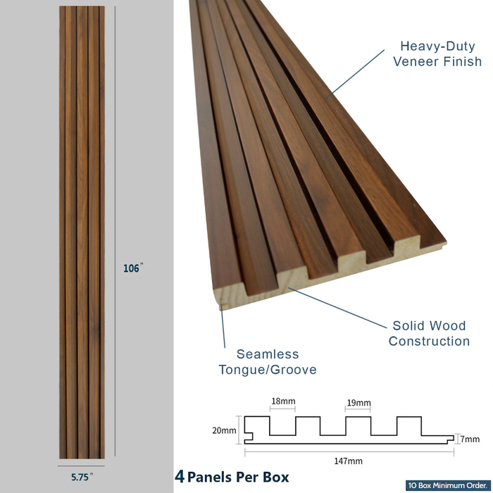 Oak Brown Slat Wood Wall Panels   - 106" Long x 5 3/4" Width