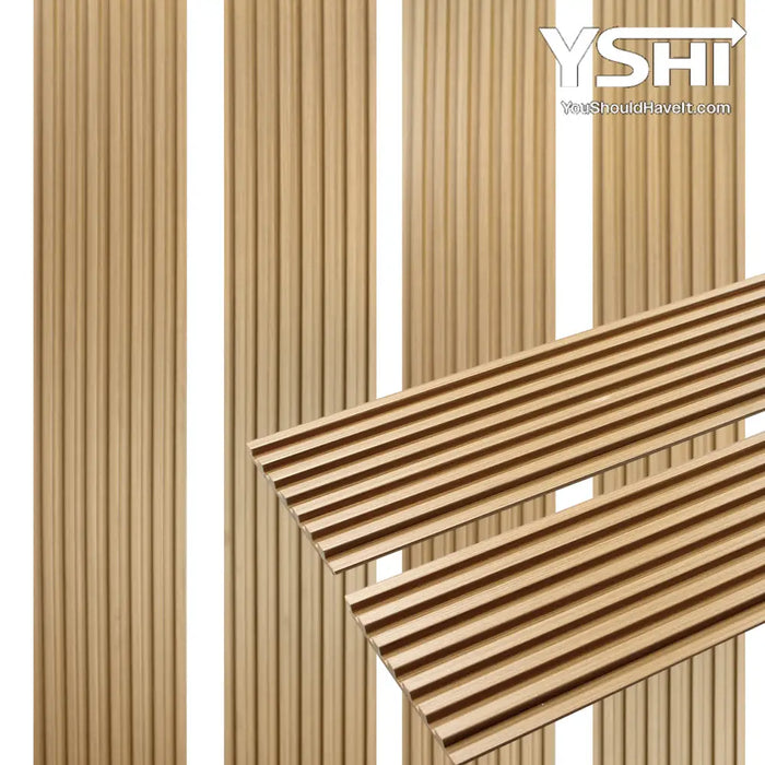 7 Grid Light Oak Slat Wood Wall Panels - 106’’ Long X 5 3/4’’ Width Home & Garden