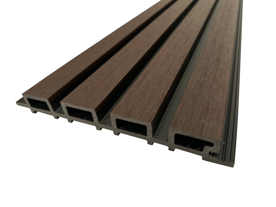 Dark Brown & Black Slat Exterior Wall Panels for Outdoors