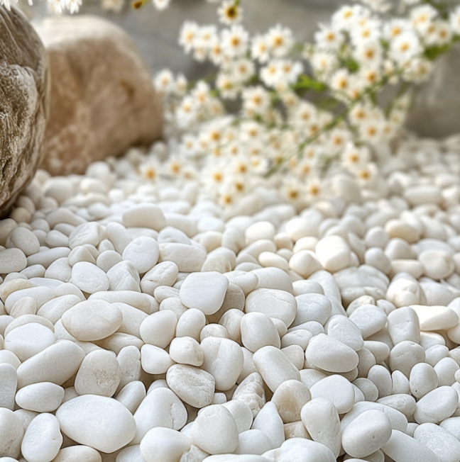 Grade A White Polished River Pebbles 0.40 cu. ft. 1 in. to 3 in. 30 lbs