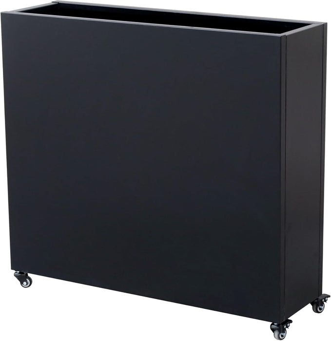 Modern Metal Planter Box with Lockable Wheels – Indoor/Outdoor Divider for Plants & Flowers – 40” x 36” x 12”