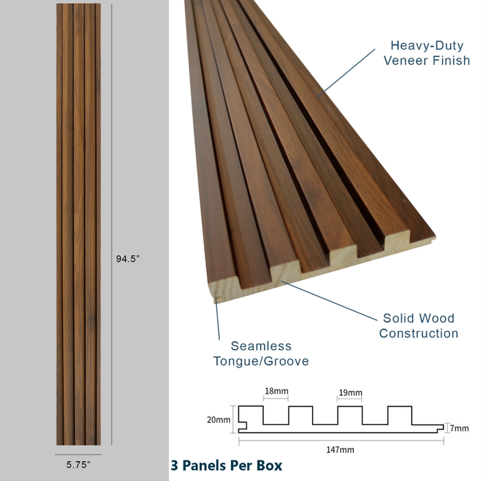 Oak Brown Slat Wood Wall Panels - (94" Long & 106" Long) x (5 3/4" Width)