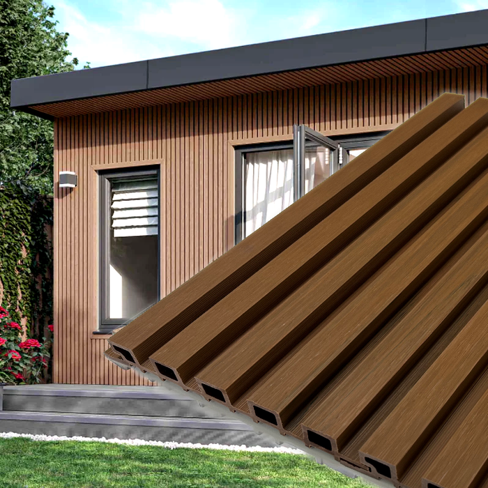 Teak A1 5 Grid Outdoor Cladding Panels - European Siding Board