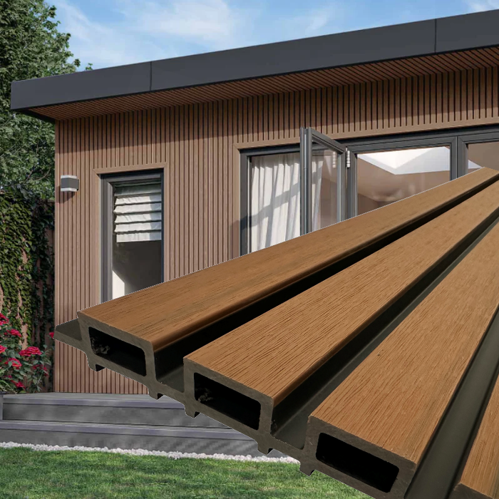 Teak A1 & Black Outdoor Cladding Panels - European Siding Board