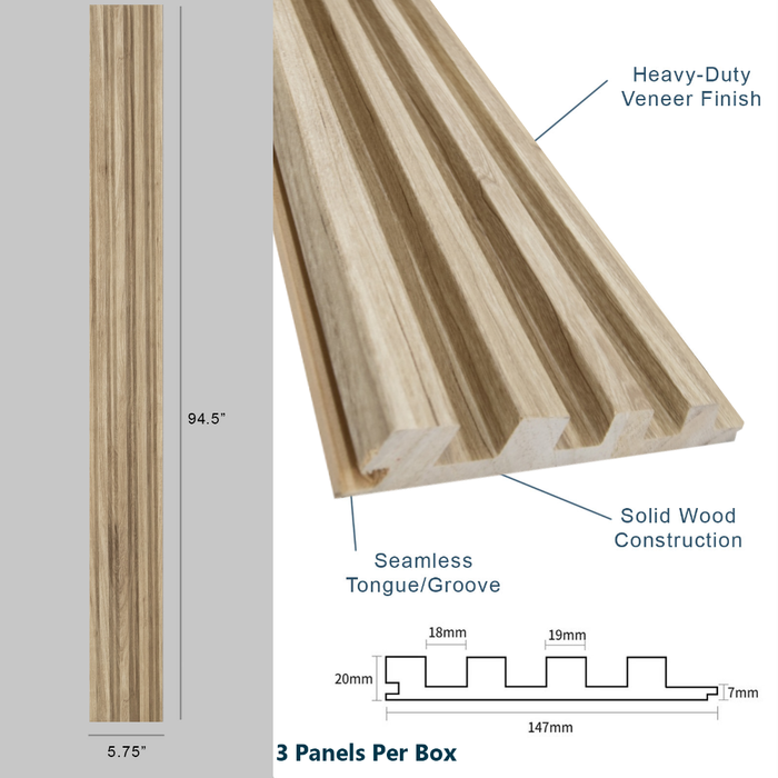 Walnut Slat Wood Wall Panels - (94" Long) x (5 3/4" Width)