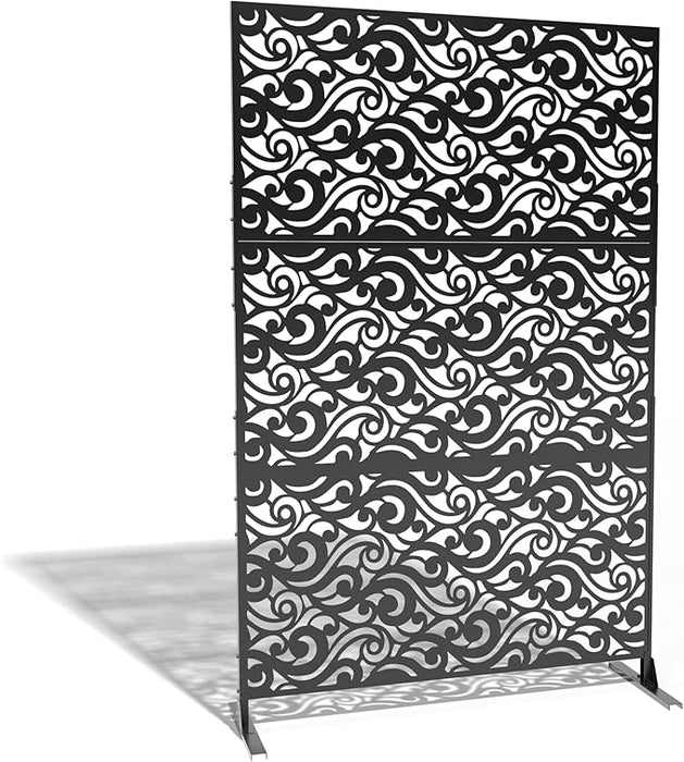 WaveCurve Free Standing Laser Cut Metal Privacy Combo  76"x48"/set