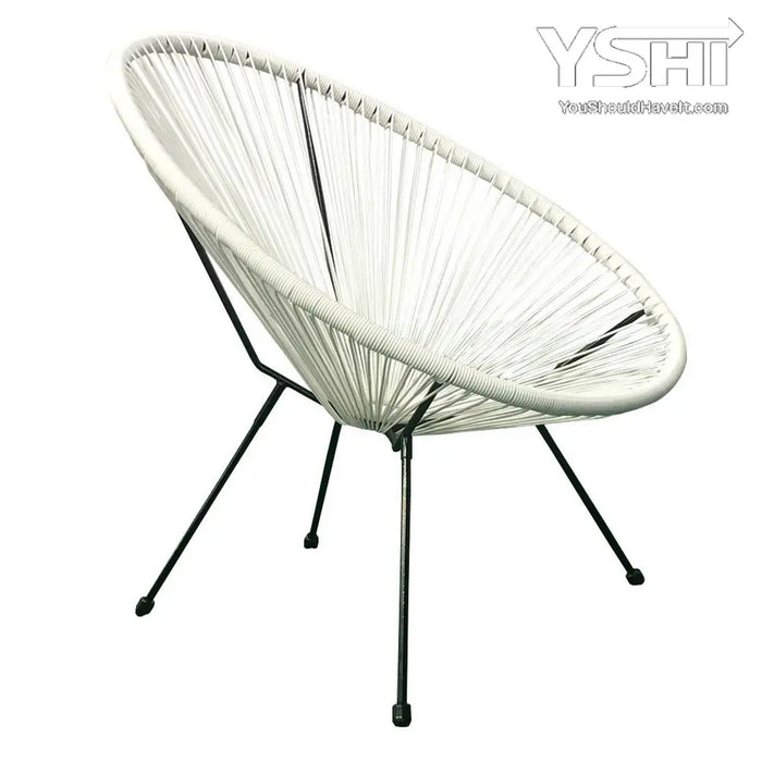 Acapulco Woven Lounge Basket Patio Chair (White) 1 Piece