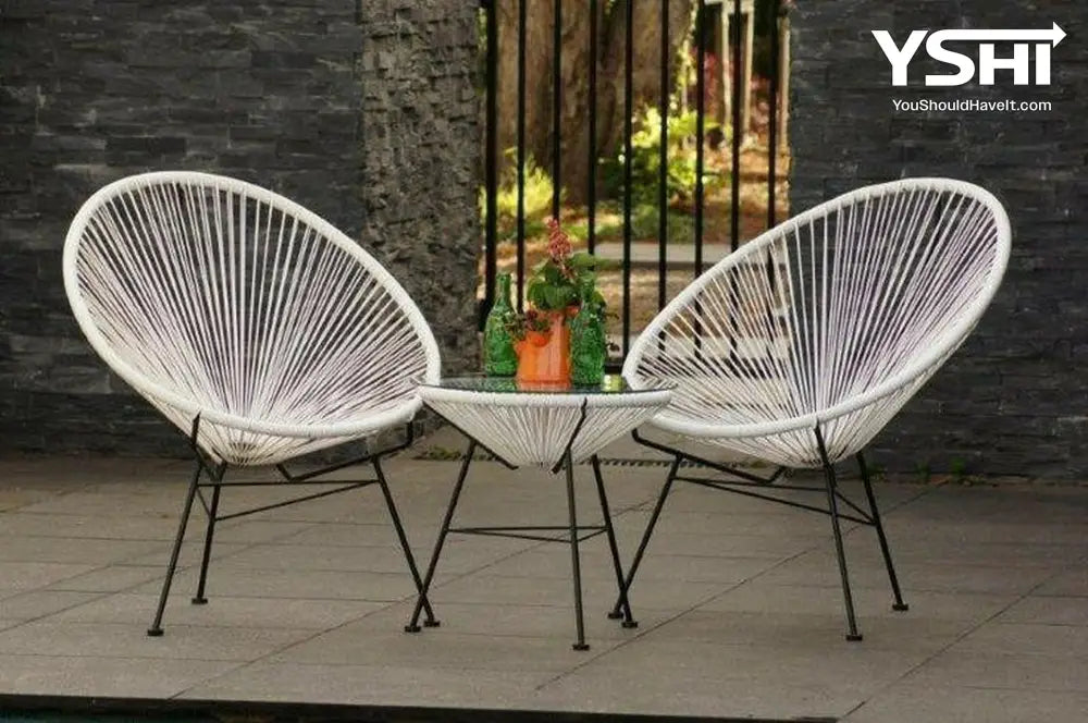 Acapulco Woven Lounge Basket Patio Chair (White)