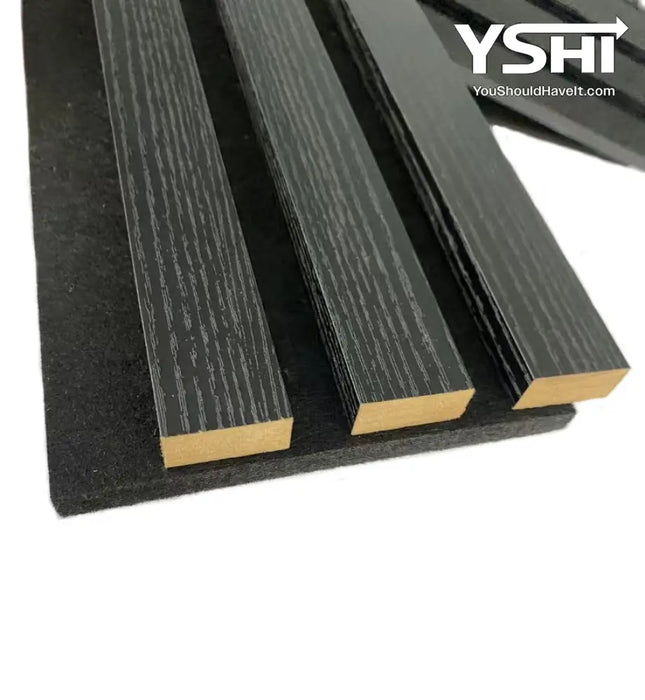 Acoustic Soundproof Wall Panels - 3D Slat Wood Order Your Sample Black Panel