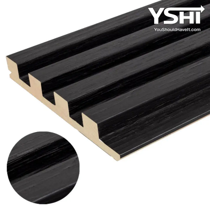 Black Slat Wood Wall Panels - (94’’ Long & 106’’ Long) X (5 3/4’’ Width) Home Garden