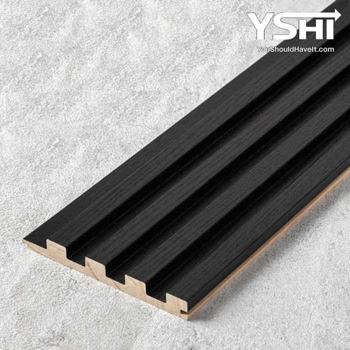 Black Slat Wood Wall Panels - (94’’ Long & 106’’ Long) X (5 3/4’’ Width) Home Garden