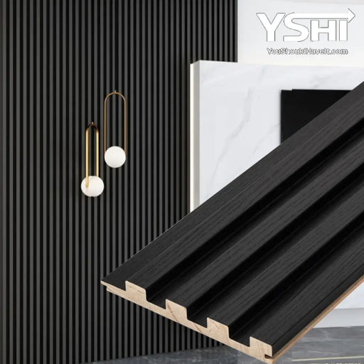 Black Slat Wood Wall Panels - (94’’ Long & 106’’ Long) X (5 3/4’’ Width) Home Garden