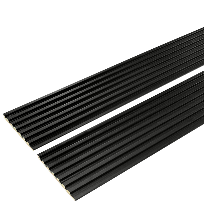 Black 7 Grid Slat Wood Wall Panels  - 106" Long x 5 3/4" Width