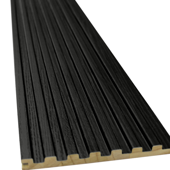 Black 7 Grid Slat Wood Wall Panels  - 106" Long x 5 3/4" Width