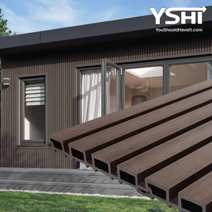 Dark Brown Composite Siding Slat Panels For Exterior Outdoor Walls