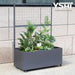 Gray Modern Metal Rolling Planter Box With Lattice Trellis – Corten Steel Trough Casters 66” X