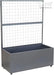 Gray Modern Metal Rolling Planter Box With Lattice Trellis – Corten Steel Trough Casters 66” X