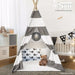 Gray With Stripe Kids Indian Teepee Play Tent Children Playhouse For Indoor Outdoors