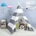 Gray With Stripe Kids Indian Teepee Play Tent Children Playhouse For Indoor Outdoors