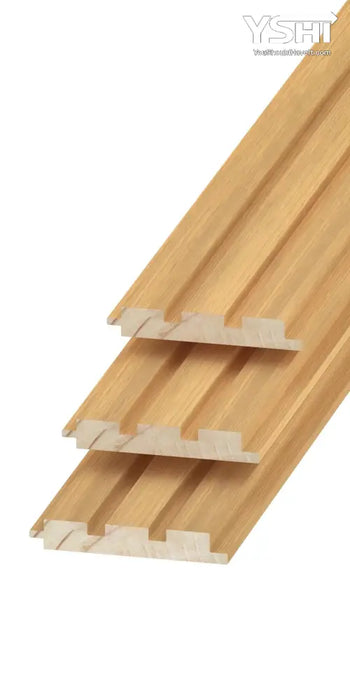 Light Oak Slat Wood Wall Panels 3 Grid - 94.5’’ Long X 5’’ Wide