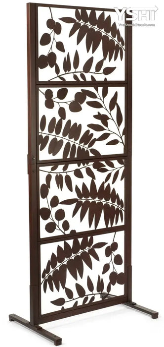 Metal Trellis Flowered Pattern Outdoor Indoor Privacy Screen