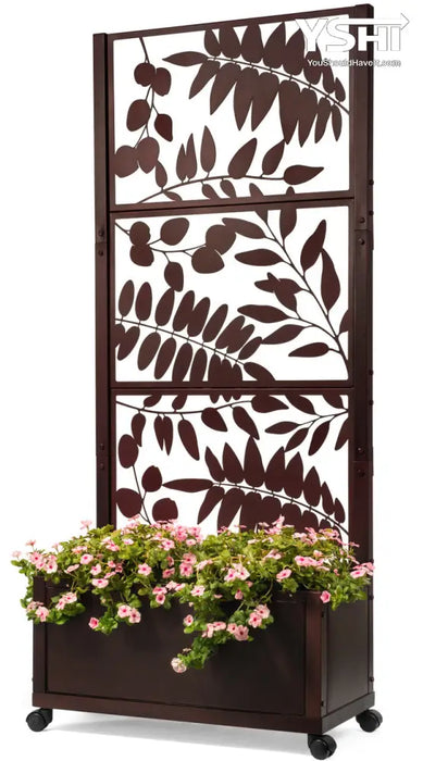 Metal Trellis Flowered Pattern With Planter Box