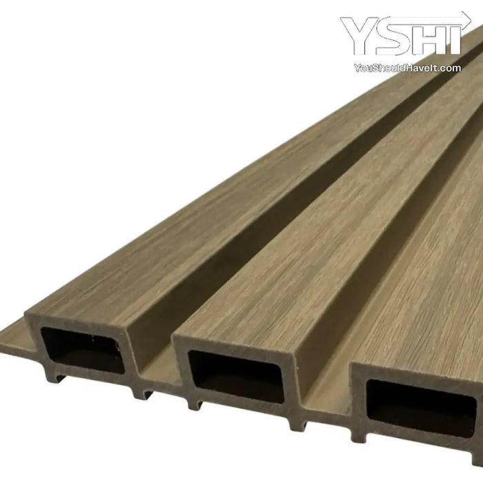 Pale Oak Teak Composite Siding Slat Panels For Exterior Outdoor Walls