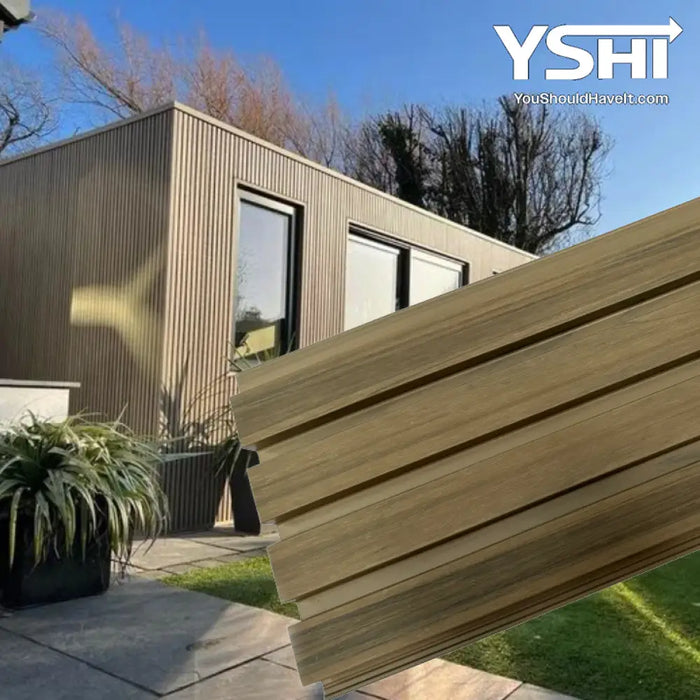 Pale Oak Teak Composite Siding Slat Panels For Exterior Outdoor Walls