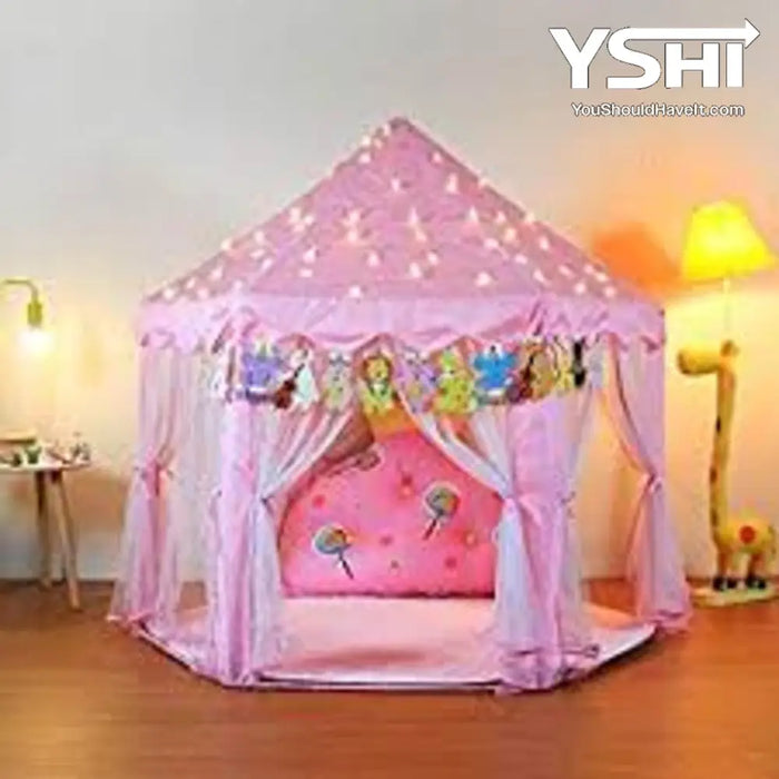 Pink Princess Tent Girls Large Playhouse Kids Castle Play With Star Lights Toy For Children Indoor