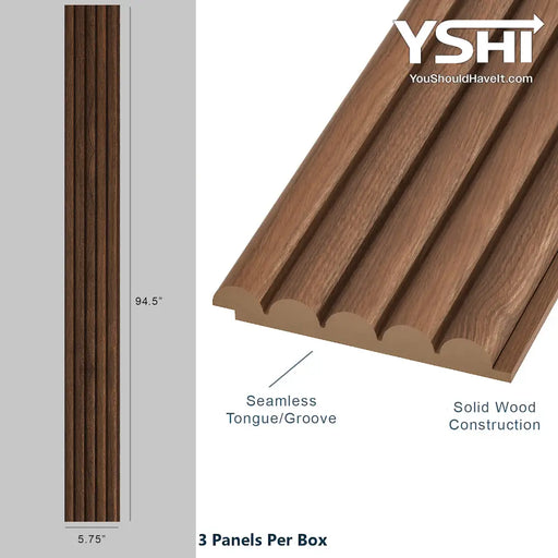 Rounded Oak Brown Slat Wood Panels