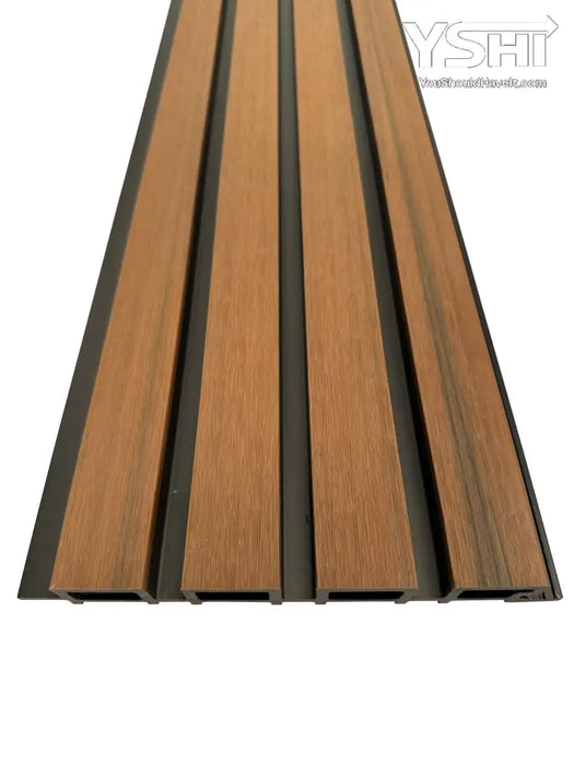 Teak A1 & Black Composite Siding Slat Panels For Exterior Outdoor Walls