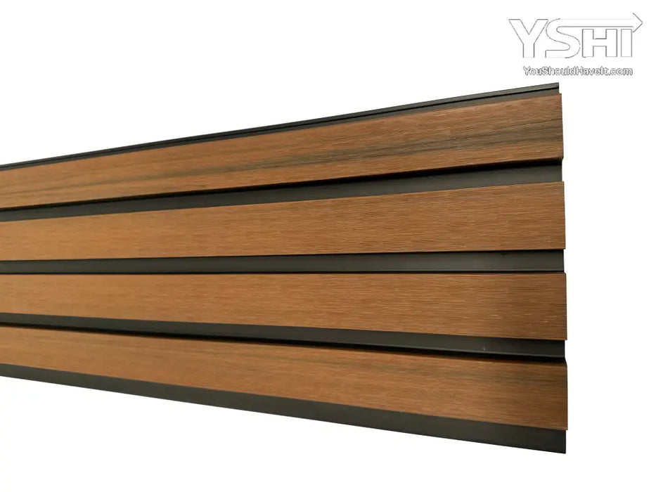 Teak A1 & Black Composite Siding Slat Panels For Exterior Outdoor Walls