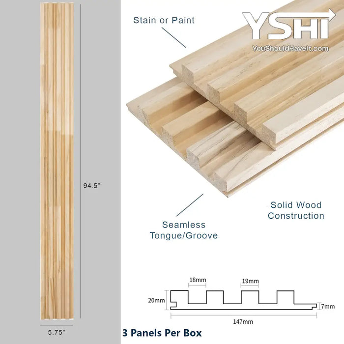 4 Grid Unfinished Wood Wall Panels