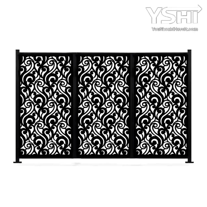 Wavecurve 48’’X72’’/Set 3Pc Combo Laser Cut Metal Privacy Stand Partition Cafe Fence -