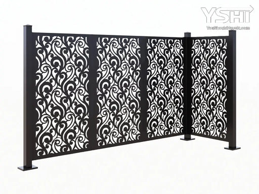 Wavecurve 52’’ Laser Cut Metal Cafe Partition 4 Panel Combo - Vertical Stack 4Panel /