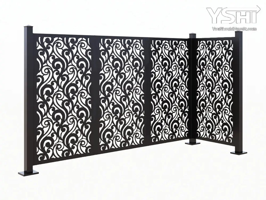 Wavecurve 52’’ Laser Cut Metal Cafe Partition 4 Panel Combo - Vertical Stack 4Panel /