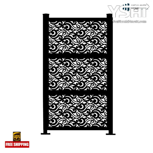 Wavecurve 76’’ X 52’’ 3Pc Combo Laser Cut Metal Privacy Stand Partition Fence - Horizontal Stack