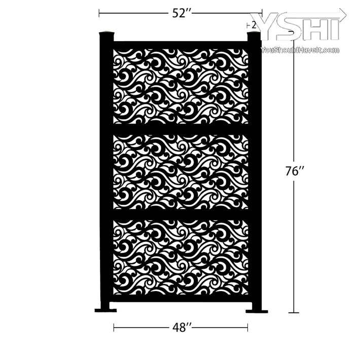 Wavecurve 76’’ X 52’’ 3Pc Combo Laser Cut Metal Privacy Stand Partition Fence - Horizontal Stack