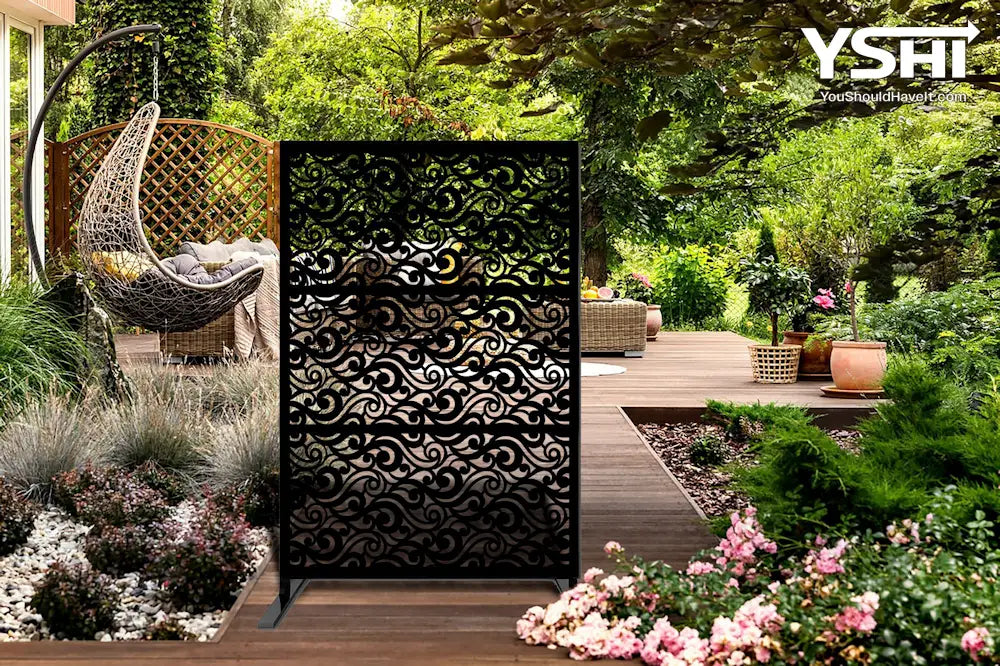 Wavecurve Free Standing Laser Cut Metal Privacy Combo 76’’X48’’/Set Home & Garden