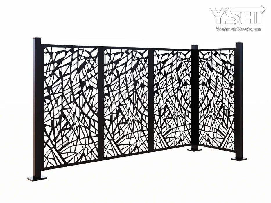 Wideline 52’’ Laser Cut Metal Cafe Partition 4 Panel Combo - Vertical Stack 4Panel /