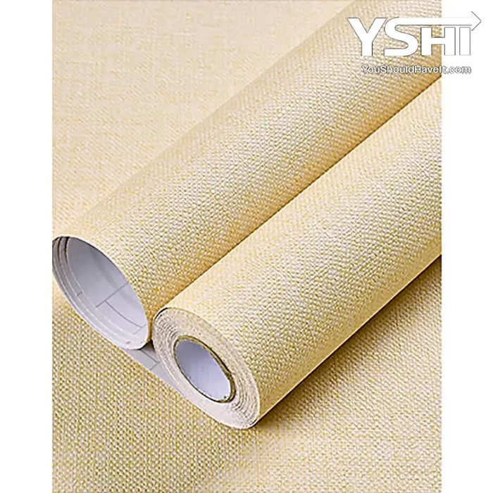 Yellow Linen Texture Vinyl Self-Adhesive Peel And Stick Wallpaper Roll 2 X 33Ft /Roll